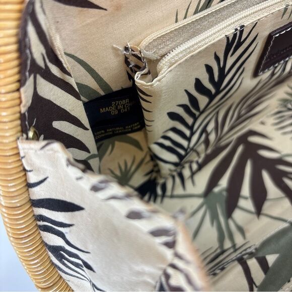 Etienne Aigner Brown and Tan hand Bag with Woven Wicker Texture with wallet - Picture 8 of 16